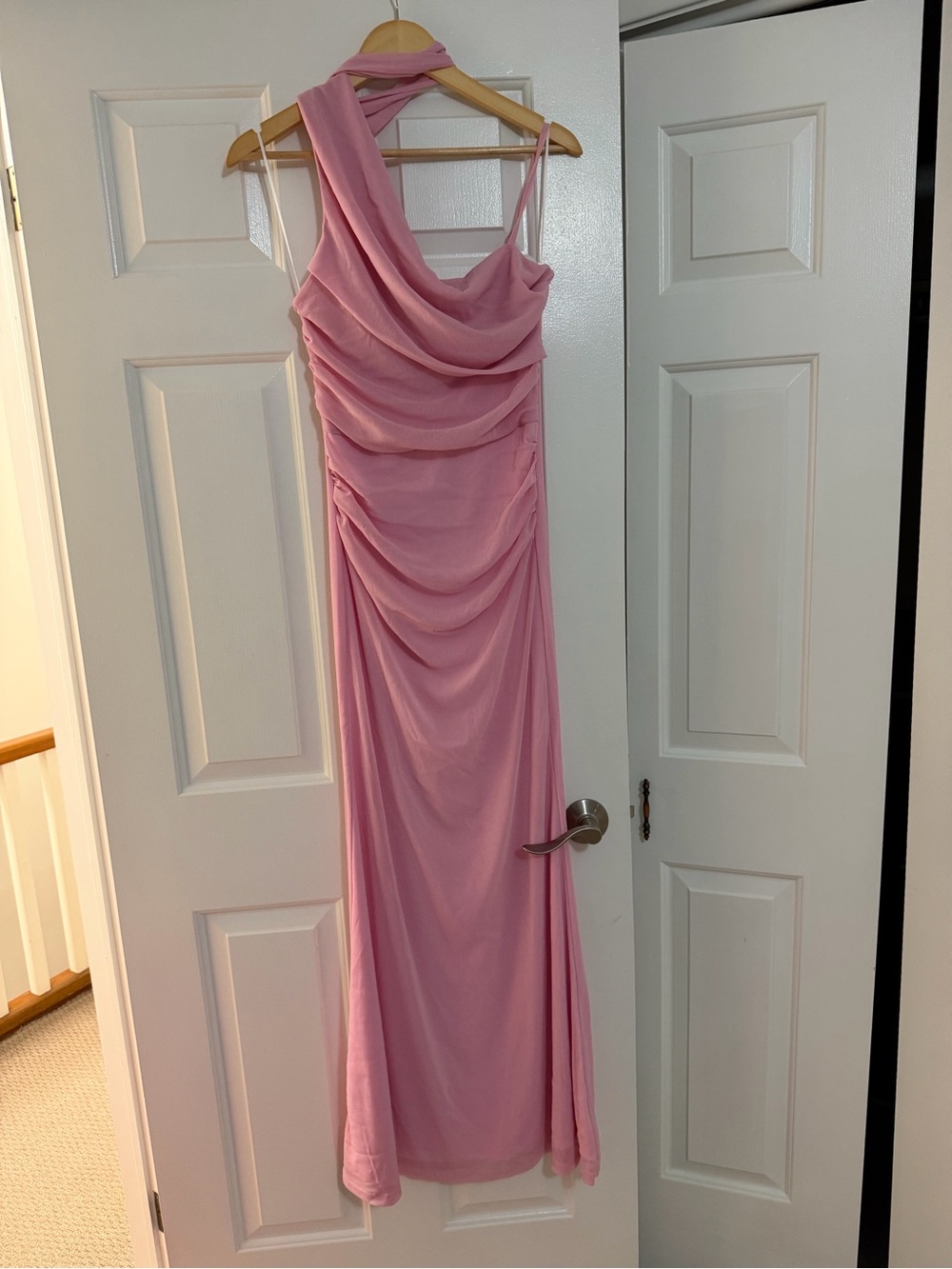 Cider Pink Draped One-Shoulder Maxi Dress